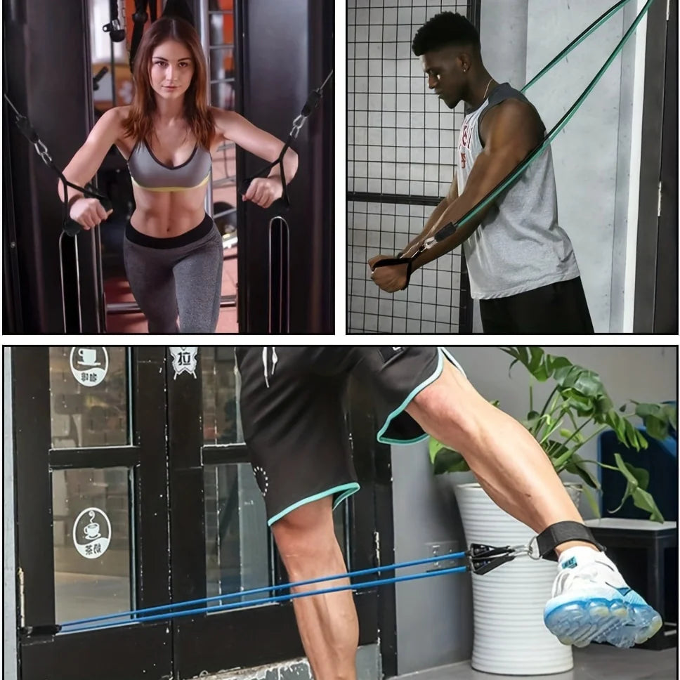 Resistance Band Set with Door Anchor, Handles, Ankle Straps & Carry Bag – Home Gym, Strength Training, Fitness