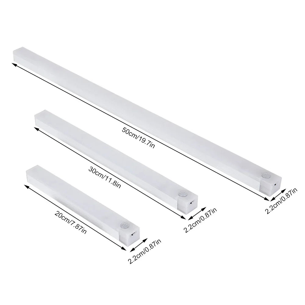 Motion Sensor LED Under Cabinet Lamp Dimmable Rechargeable Night Light Stairs Closet Room Aisle Tube Bar Detector Bulb