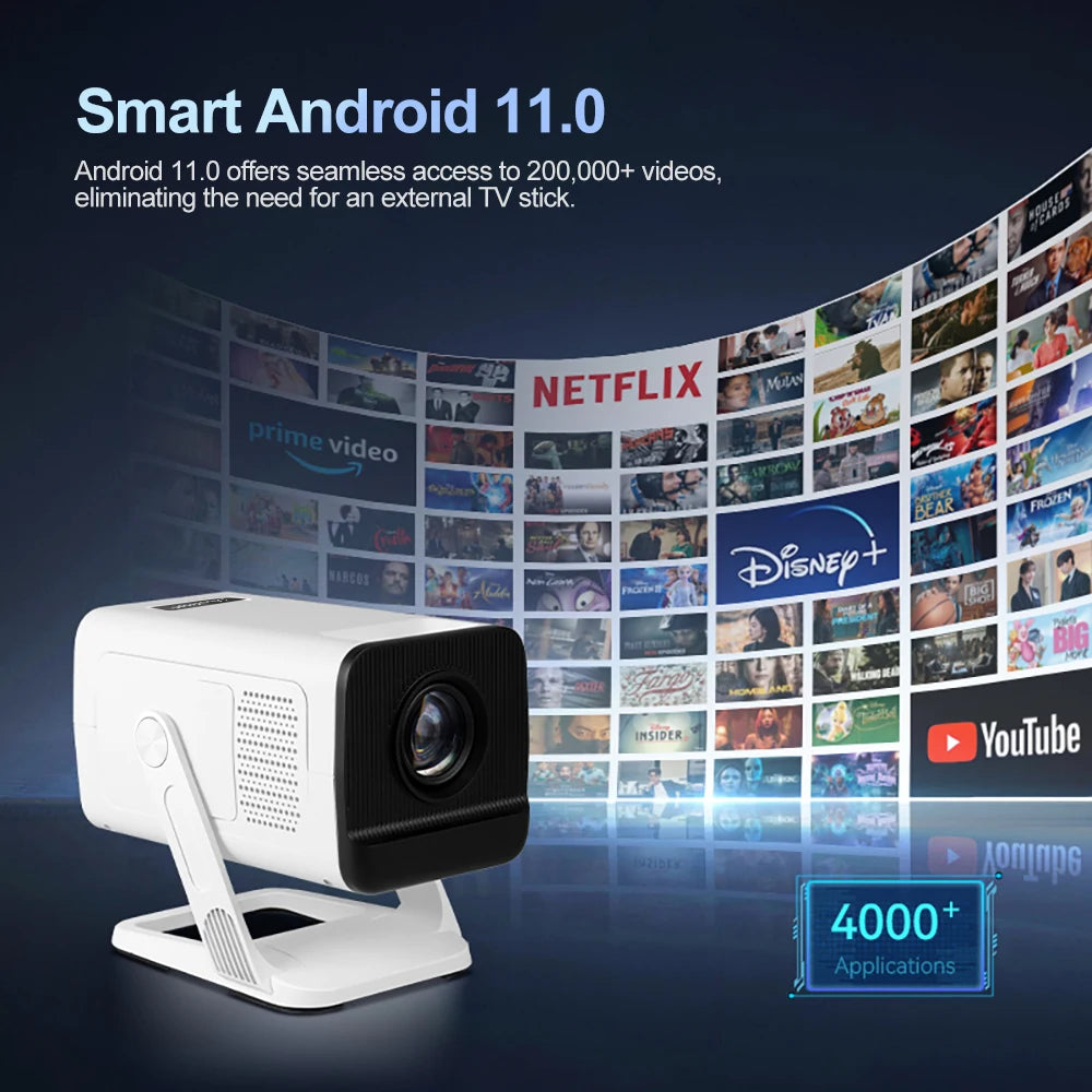 PROGAGA PG310 Mini Portable Projector 4K 1080P 720P Android 300Ansi BT5.4 Projetor PG310 Smart Home Theater Outdoor Video Beamer